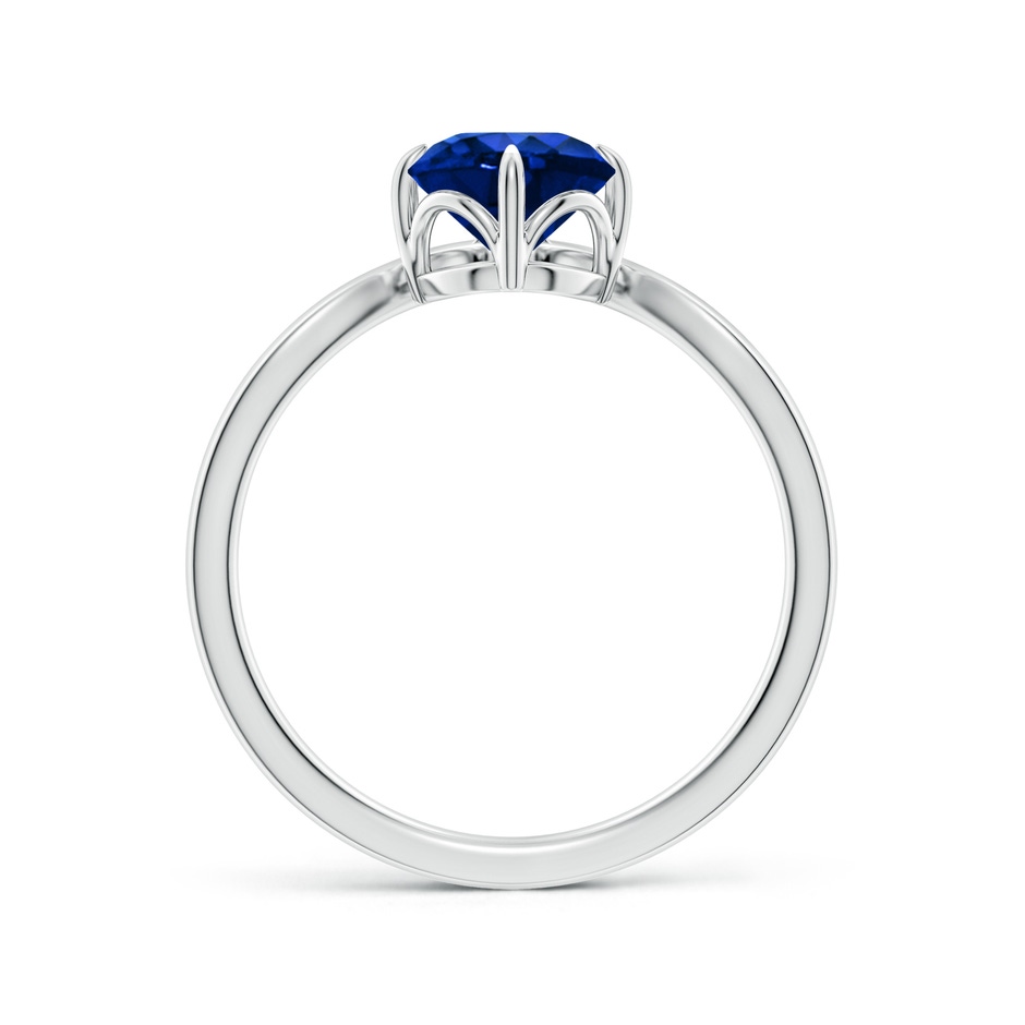 6.5mm Lab-Grown Prong-Set Round Blue Sapphire Chevron Engagement Ring in White Gold side 199