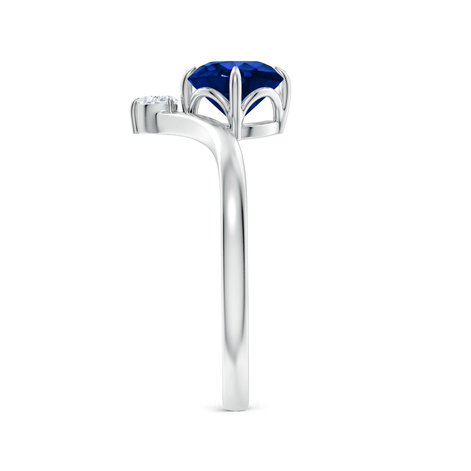 6.5mm Lab-Grown Prong-Set Round Blue Sapphire Chevron Engagement Ring in White Gold side 299