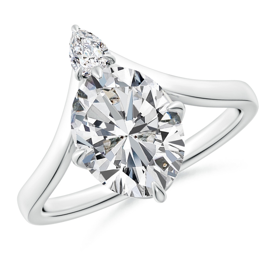 10x8mm HSI2 Prong-Set Oval Diamond Chevron Engagement Ring in P950 Platinum 
