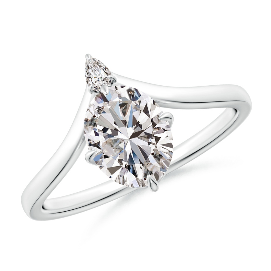 8x6mm IJI1I2 Prong-Set Oval Diamond Chevron Engagement Ring in White Gold 