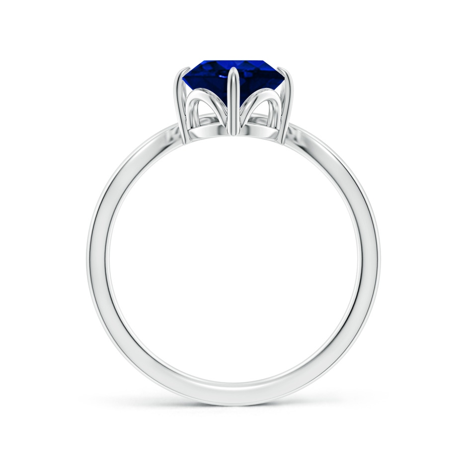 9x7mm Lab-Grown Prong-Set Oval Blue Sapphire Chevron Engagement Ring in White Gold side 199