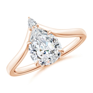 9x7mm GVS2 Prong-Set Pear Diamond Chevron Engagement Ring in 18K Rose Gold