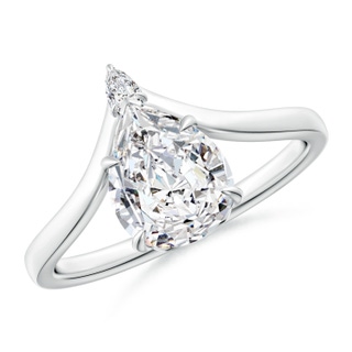 9x7mm HSI2 Prong-Set Pear Diamond Chevron Engagement Ring in P950 Platinum