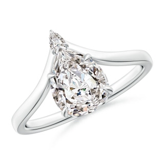 9x7mm IJI1I2 Prong-Set Pear Diamond Chevron Engagement Ring in P950 Platinum