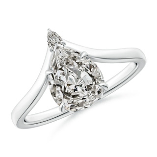 9x7mm KI3 Prong-Set Pear Diamond Chevron Engagement Ring in P950 Platinum