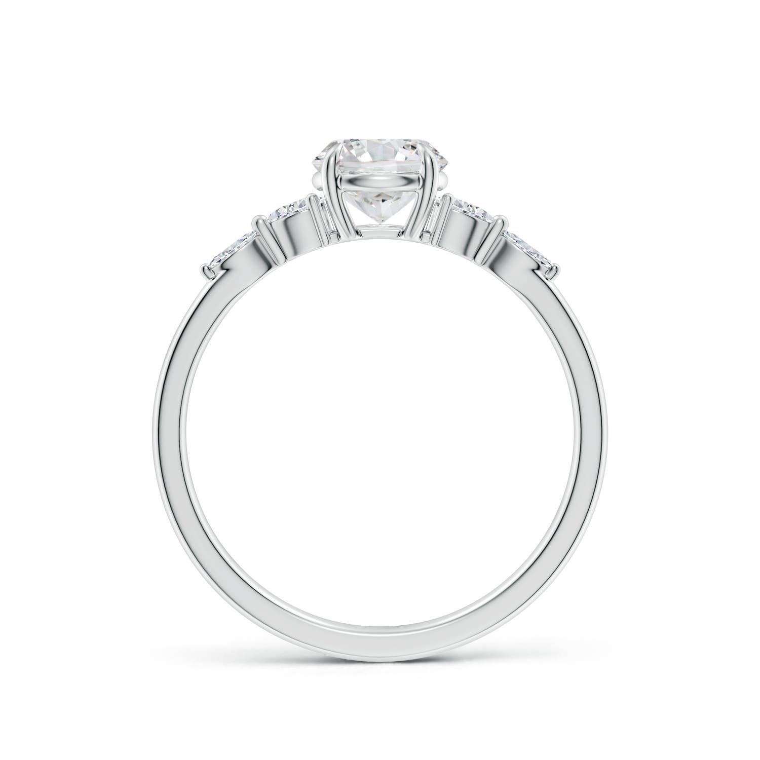 5.9mm HSI2 Round Diamond Side Stone Engagement Ring in 18K White Gold