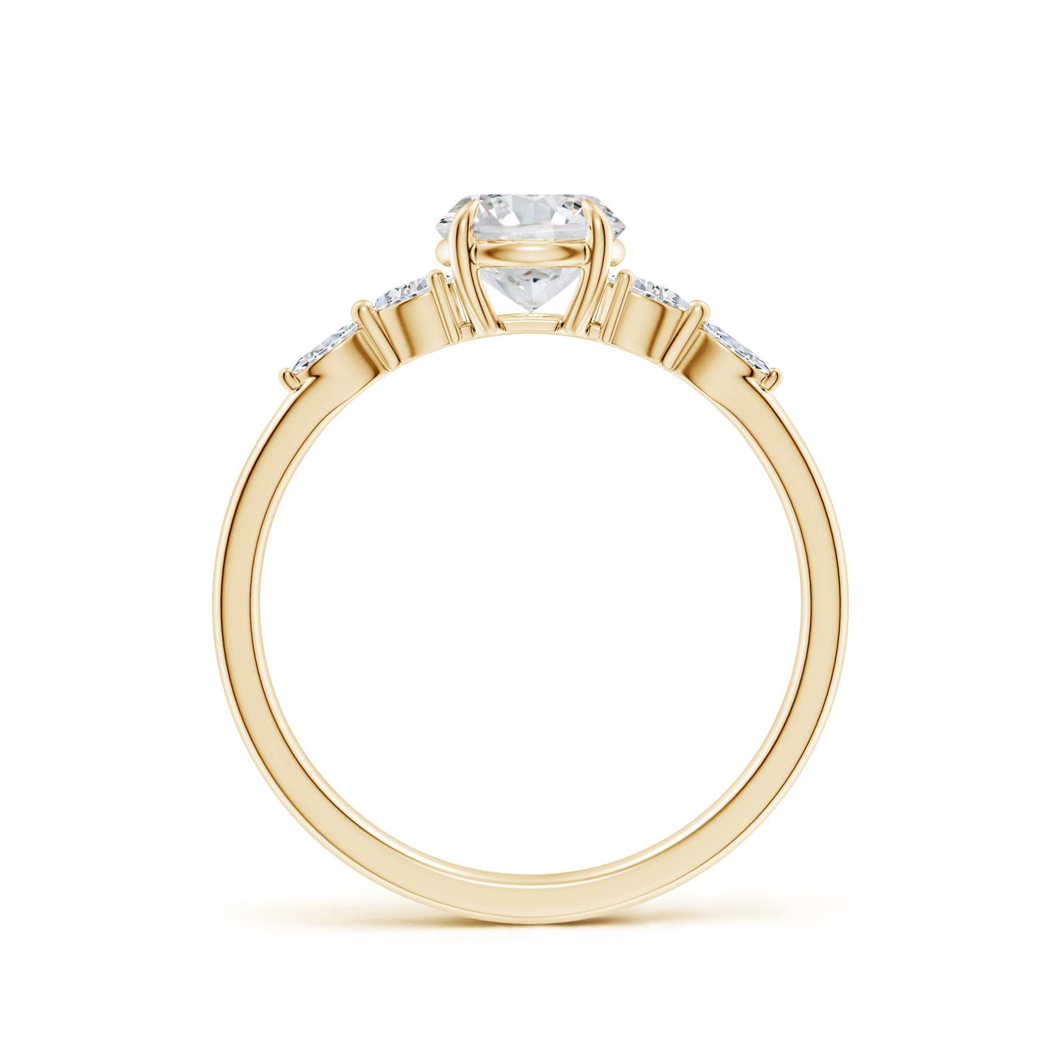 5.9mm HSI2 Round Diamond Side Stone Engagement Ring in 18K Yellow Gold