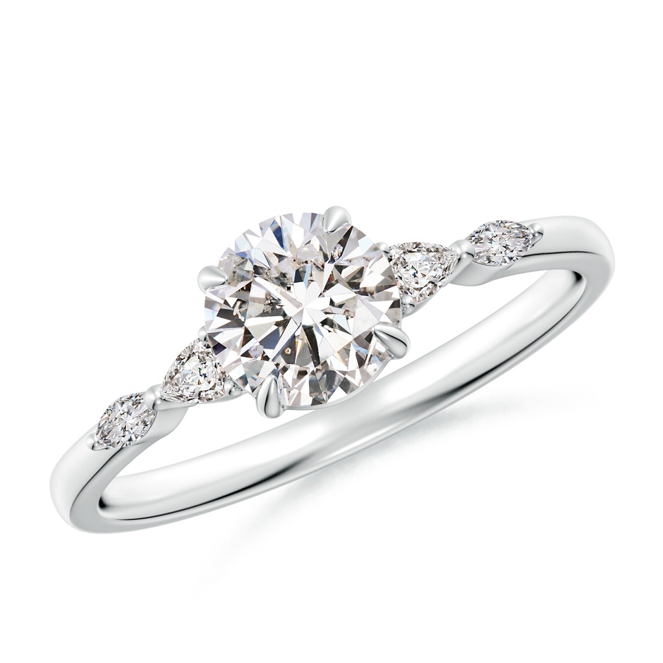 5.9mm IJI1I2 Round Diamond Side Stone Engagement Ring in White Gold 