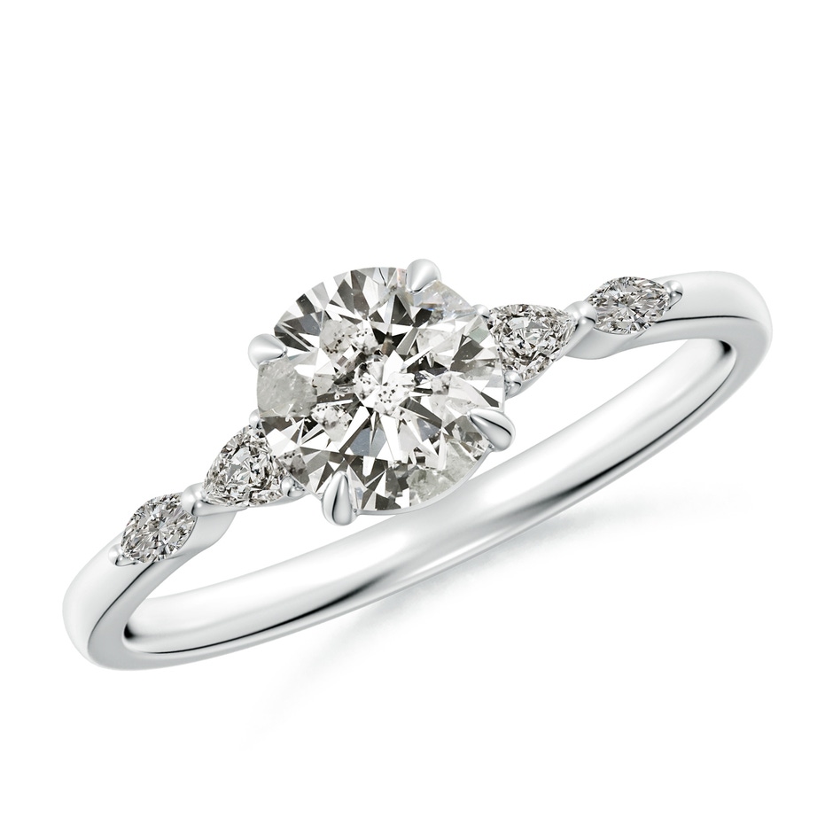 5.9mm KI3 Round Diamond Side Stone Engagement Ring in P950 Platinum 