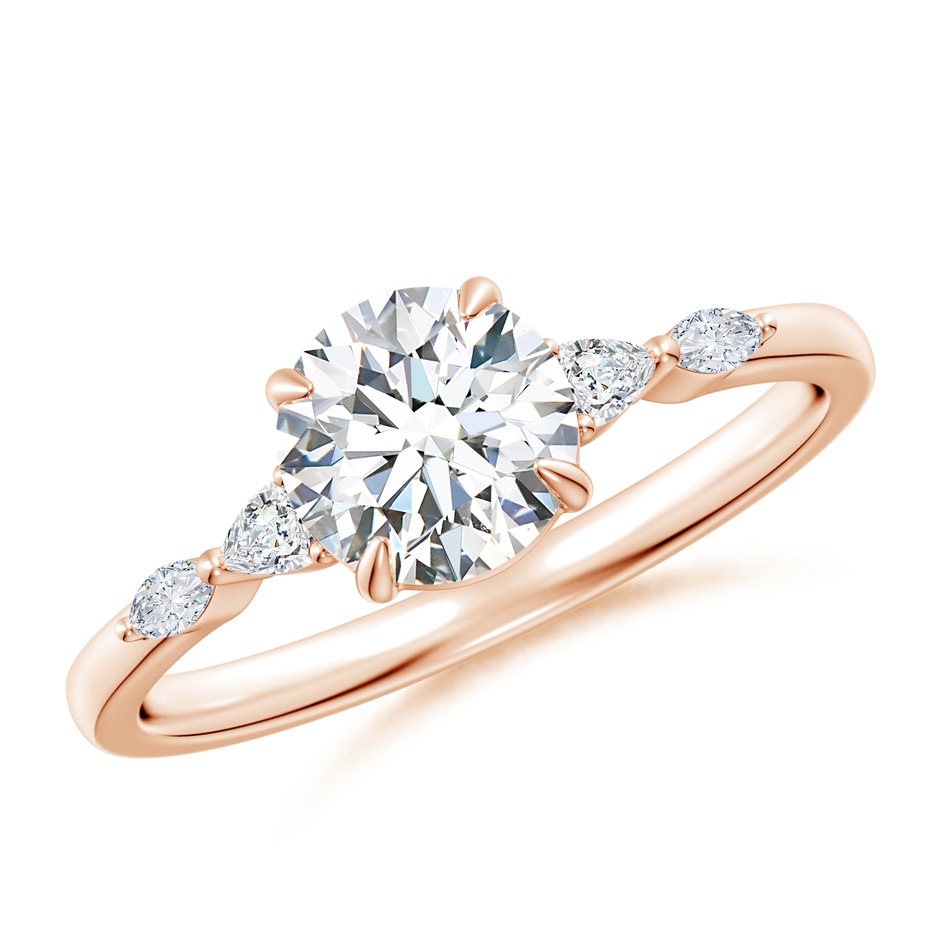 6.4mm GVS2 Round Diamond Side Stone Engagement Ring in Rose Gold 