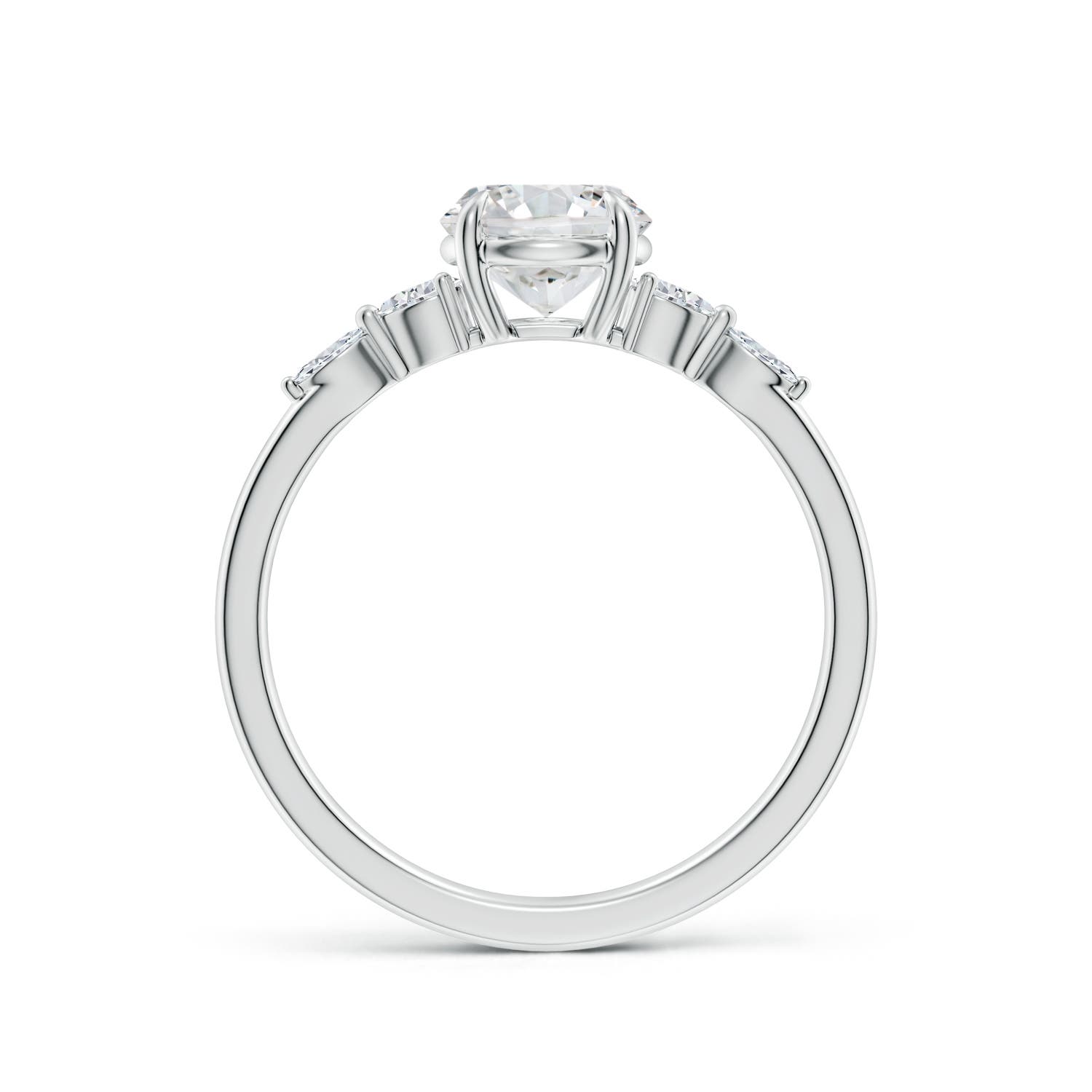 6.4mm HSI2 Round Diamond Side Stone Engagement Ring in White Gold