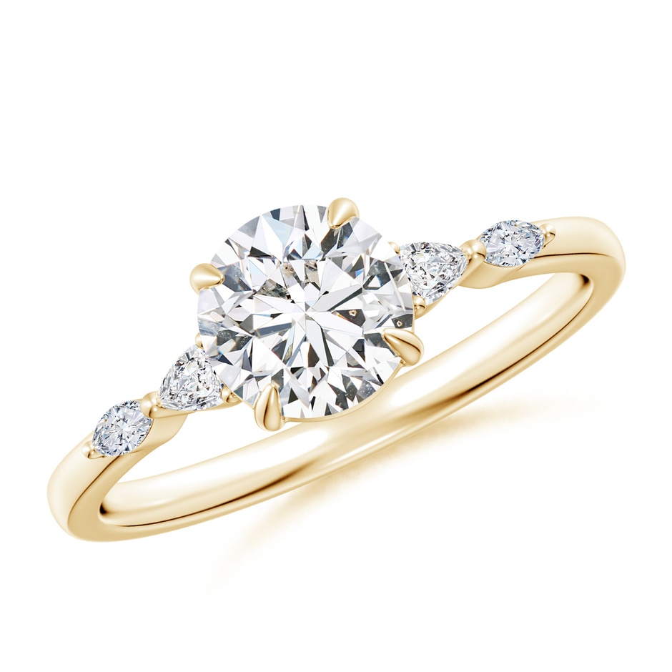 6.4mm HSI2 Round Diamond Side Stone Engagement Ring in Yellow Gold 