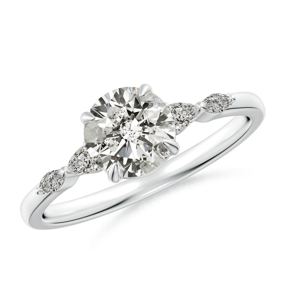 6.4mm KI3 Round Diamond Side Stone Engagement Ring in P950 Platinum 
