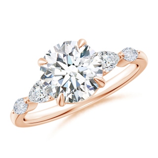 8mm GVS2 Round Diamond Side Stone Engagement Ring in 18K Rose Gold
