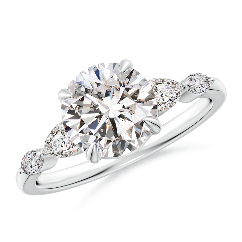 8mm IJI1I2 Round Diamond Side Stone Engagement Ring in White Gold 