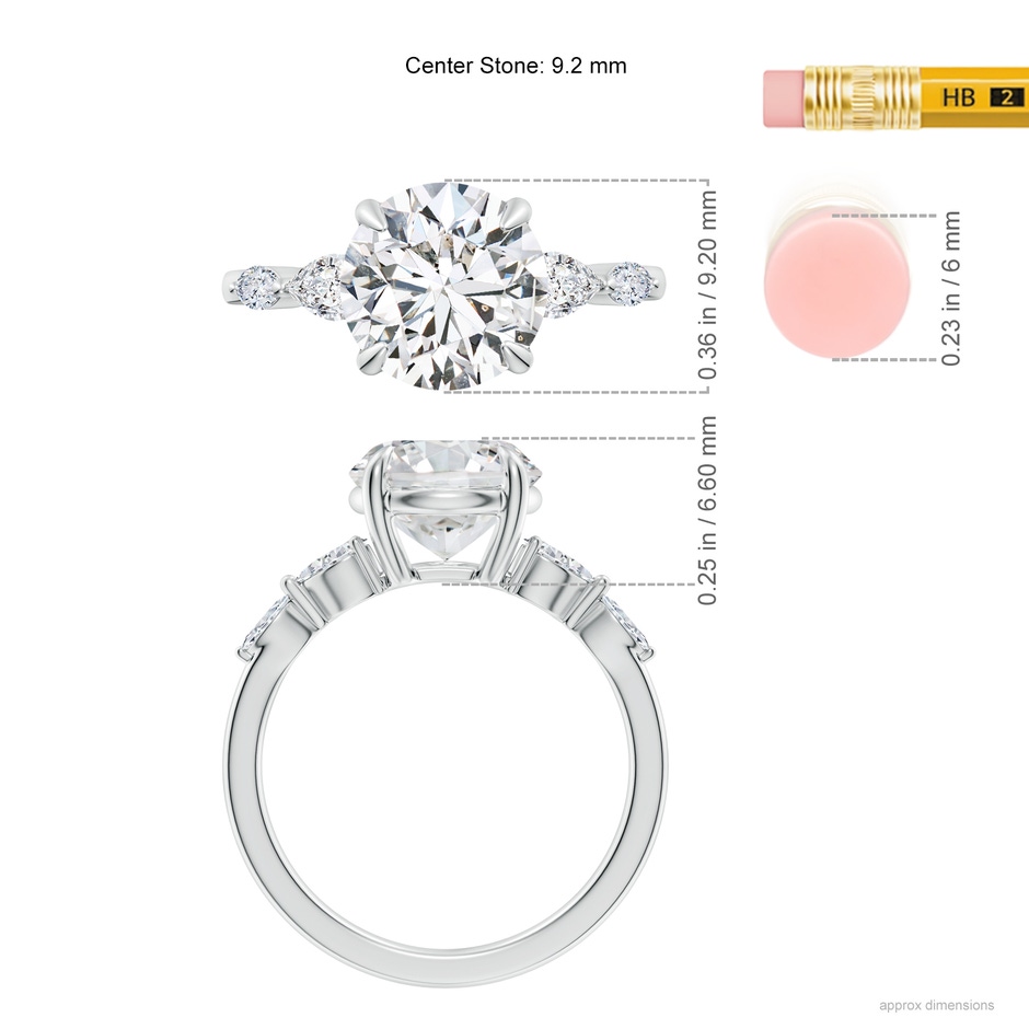 9.2mm HSI2 Round Diamond Side Stone Engagement Ring in P950 Platinum ruler