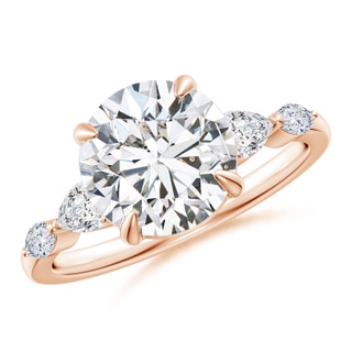 9.2mm HSI2 Round Diamond Side Stone Engagement Ring in Rose Gold