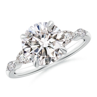 9.2mm IJI1I2 Round Diamond Side Stone Engagement Ring in P950 Platinum