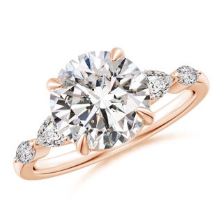 9.2mm IJI1I2 Round Diamond Side Stone Engagement Ring in Rose Gold