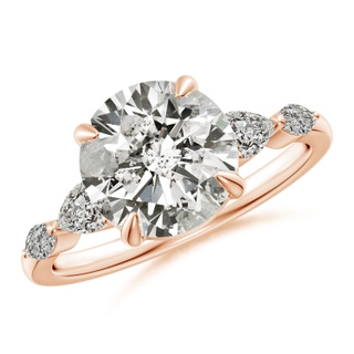9.2mm KI3 Round Diamond Side Stone Engagement Ring in 18K Rose Gold