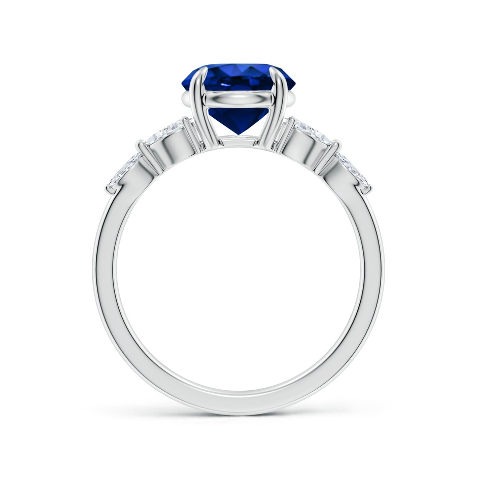 8mm Lab-Grown Round Blue Sapphire Side Stone Engagement Ring in White Gold side 199