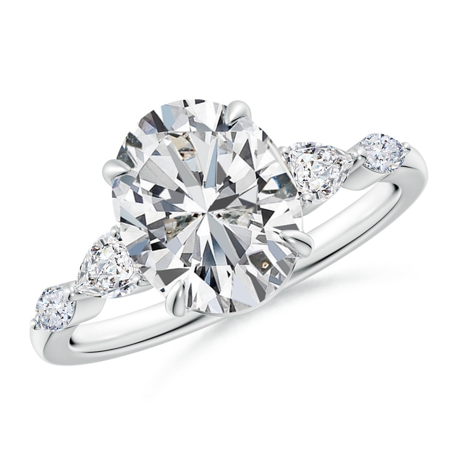 10x8mm HSI2 Oval Diamond Side Stone Engagement Ring in P950 Platinum 