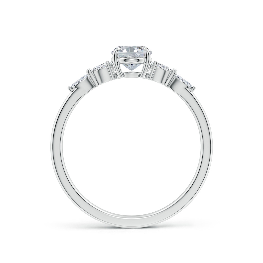 7x5mm HSI2 Oval Diamond Side Stone Engagement Ring in White Gold - side 199