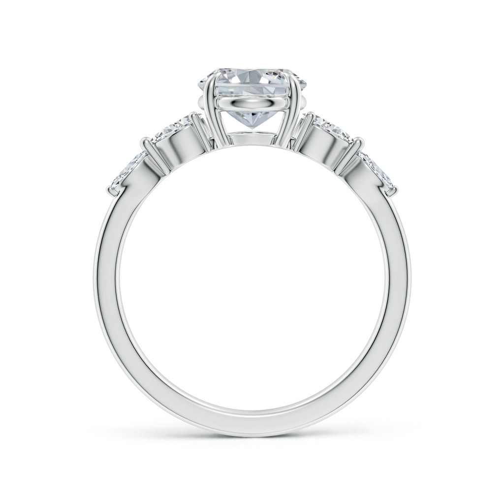 9x7mm HSI2 Oval Diamond Side Stone Engagement Ring in White Gold - side 199