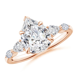 10x8mm HSI2 Pear-Shaped Diamond Side Stone Engagement Ring in 9K Rose Gold
