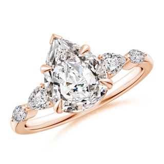 10x8mm IJI1I2 Pear-Shaped Diamond Side Stone Engagement Ring in 9K Rose Gold