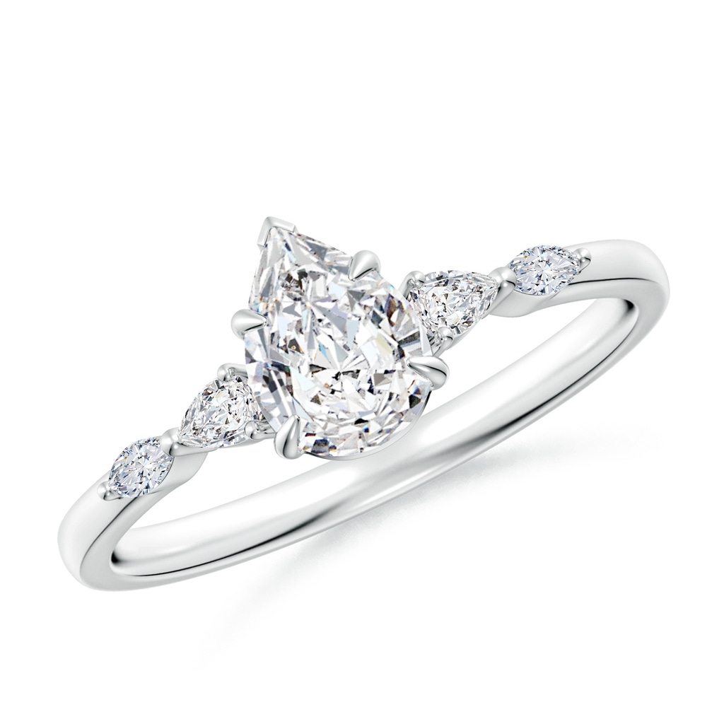 7x5mm HSI2 Pear-Shaped Diamond Side Stone Engagement Ring in White Gold