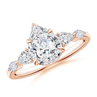 9x7mm GVS2 Pear-Shaped Diamond Side Stone Engagement Ring in Rose Gold