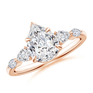 9x7mm HSI2 Pear-Shaped Diamond Side Stone Engagement Ring in 18K Rose Gold