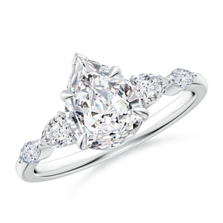 9x7mm HSI2 Pear-Shaped Diamond Side Stone Engagement Ring in P950 Platinum