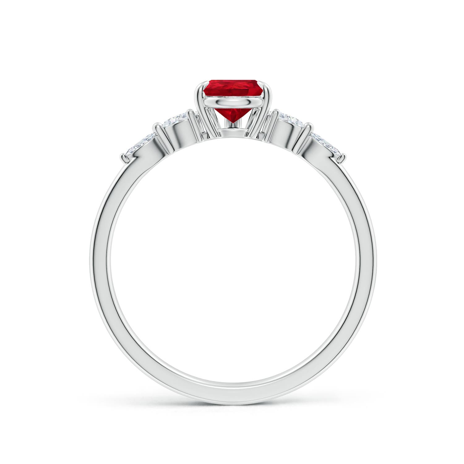7x5mm AAA Pear-Shaped Ruby Side Stone Engagement Ring in White Gold - side 2