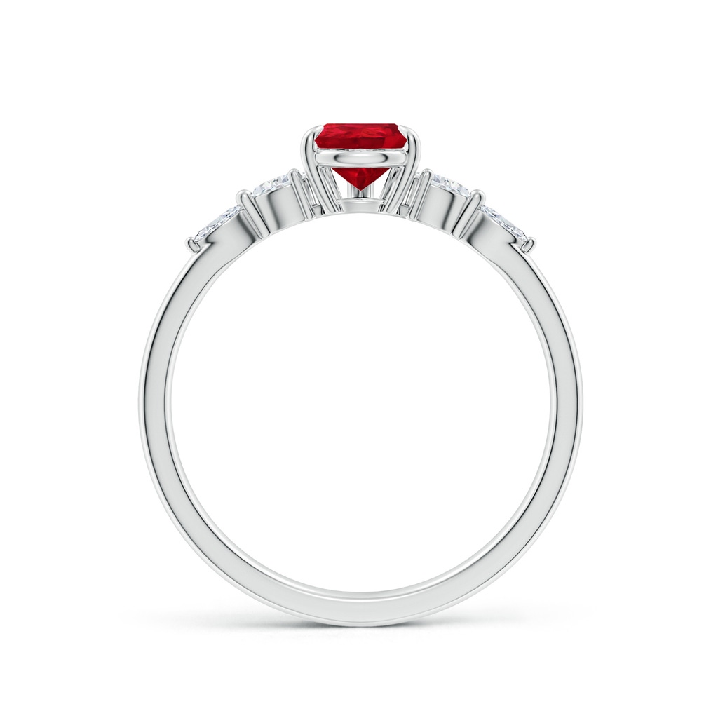 7x5mm AAA Pear-Shaped Ruby Side Stone Engagement Ring in White Gold - side 199
