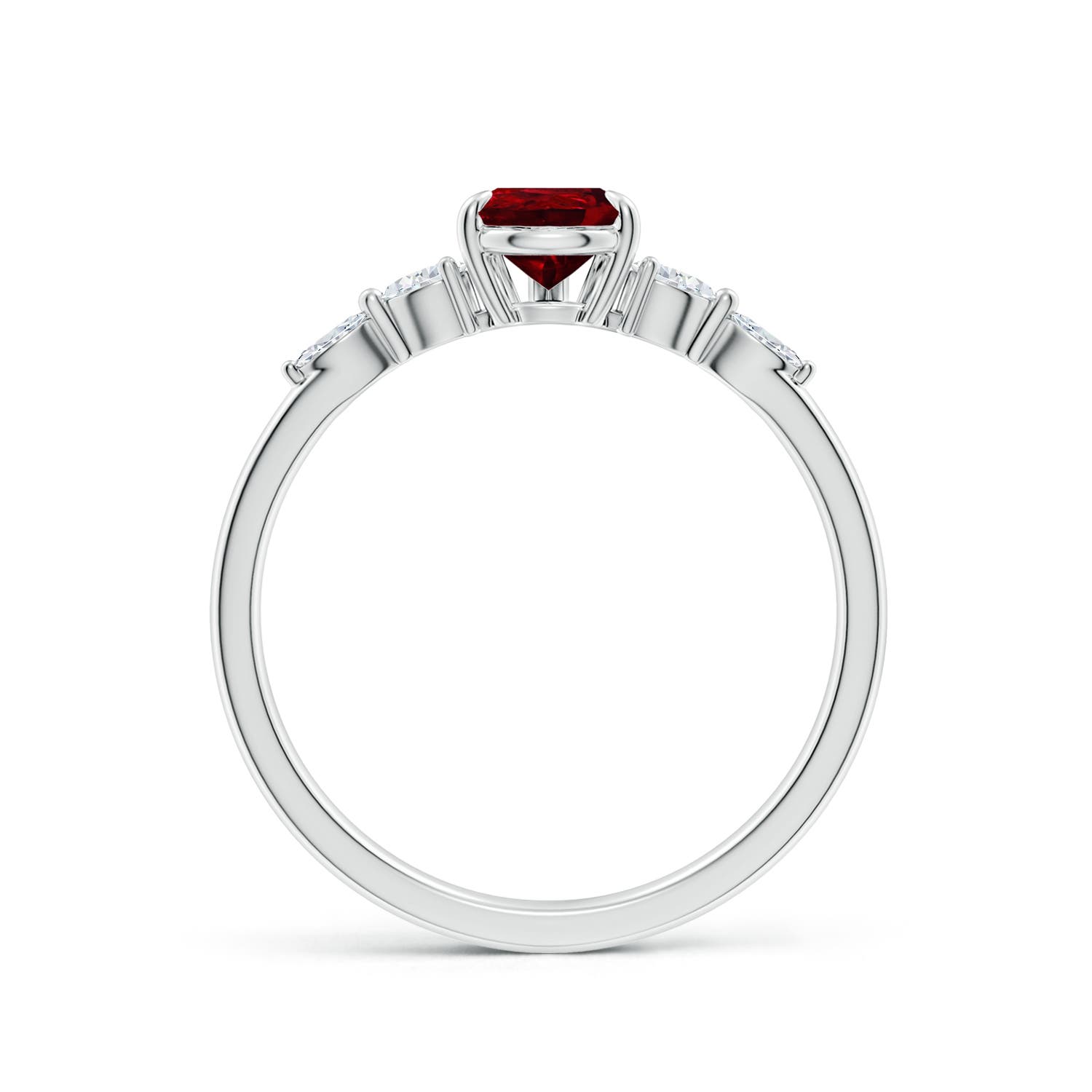 7x5mm AAAA Pear-Shaped Ruby Side Stone Engagement Ring in White Gold