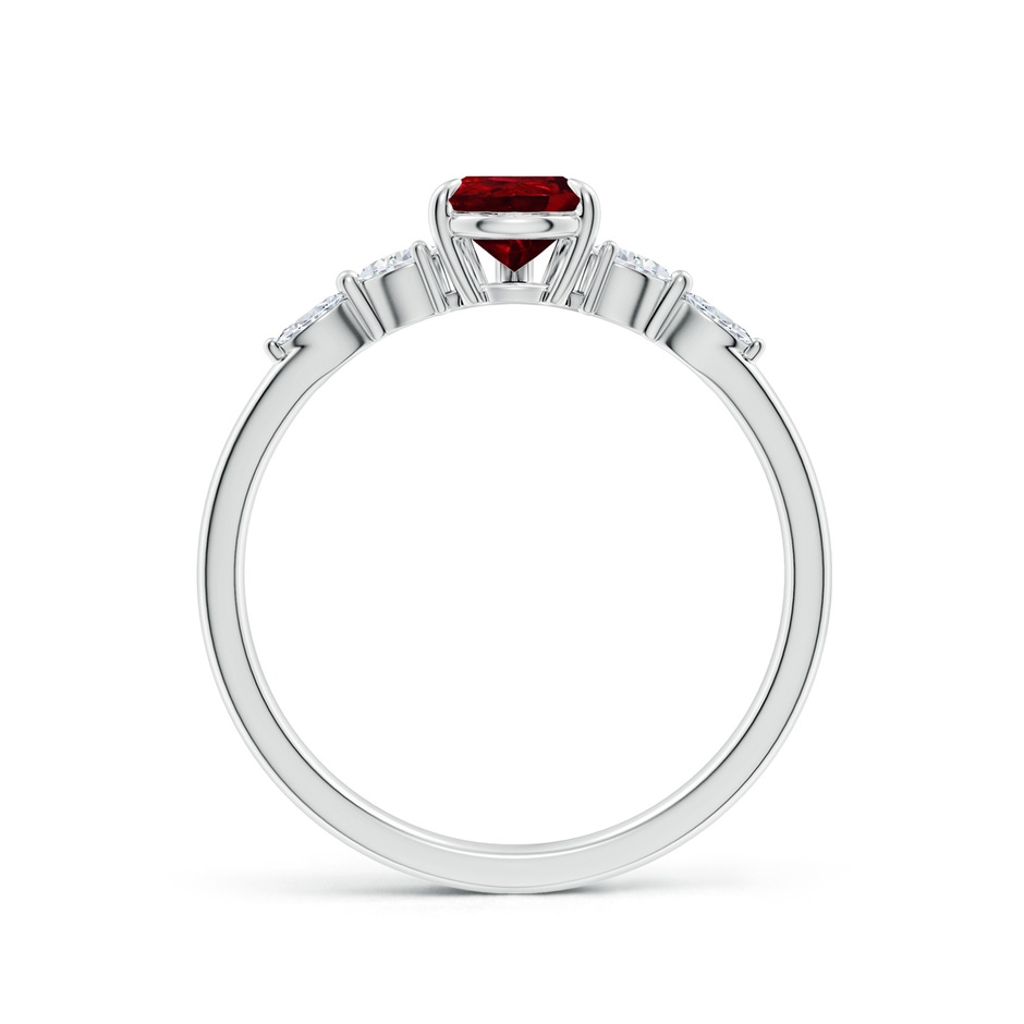 7x5mm AAAA Pear-Shaped Ruby Side Stone Engagement Ring in White Gold side 199