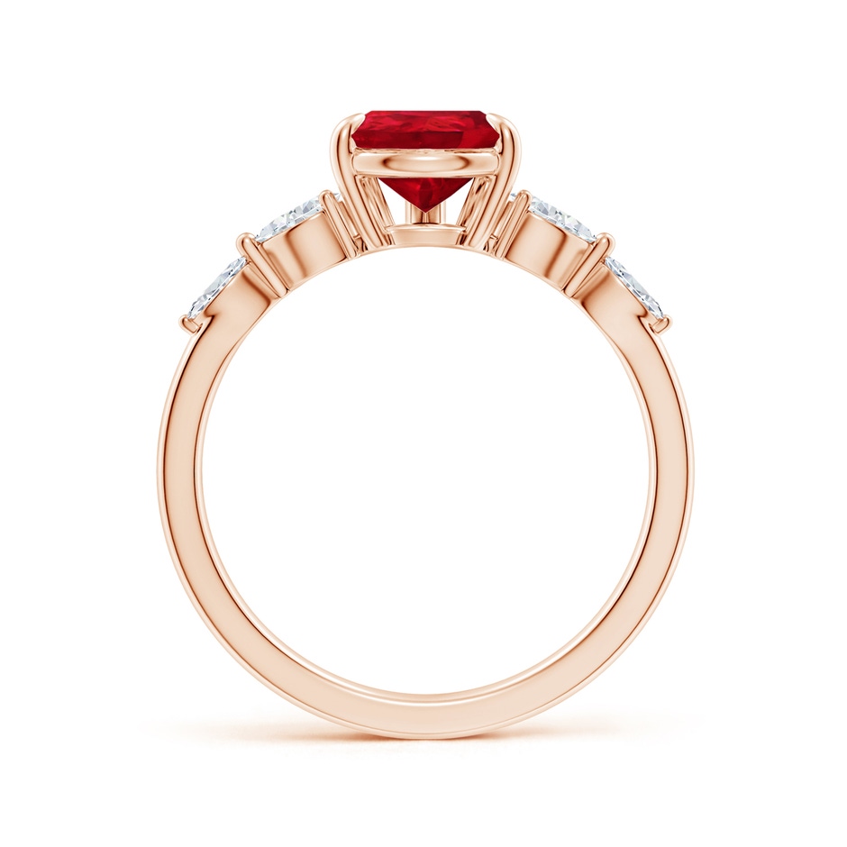 9x7mm AAA Pear-Shaped Ruby Side Stone Engagement Ring in Rose Gold side 199