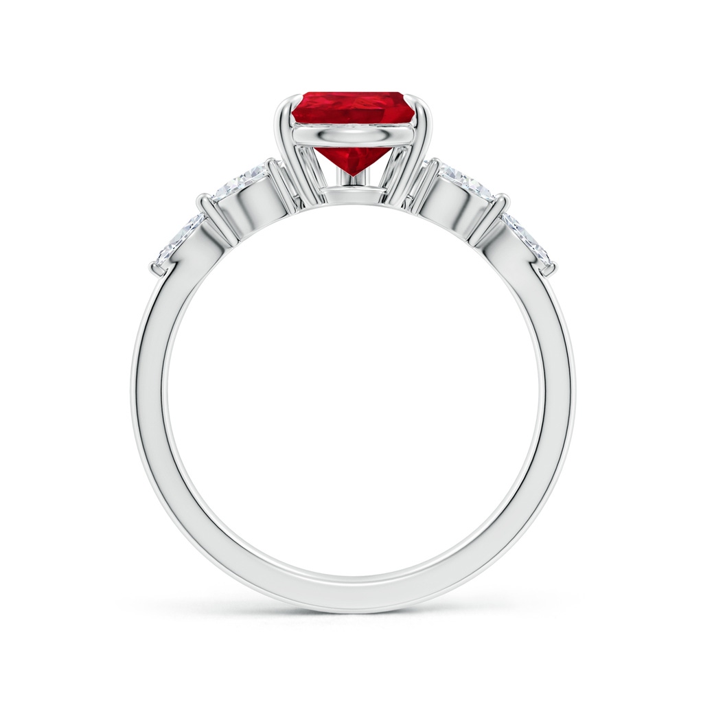 9x7mm AAA Pear-Shaped Ruby Side Stone Engagement Ring in White Gold - side 199