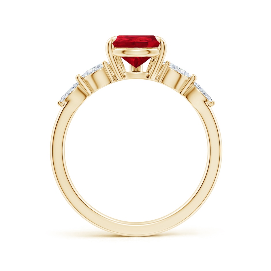 9x7mm AAA Pear-Shaped Ruby Side Stone Engagement Ring in Yellow Gold side 199
