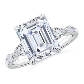 10x7.5mm GVS2 Emerald-Cut Diamond Side Stone Engagement Ring in P950 Platinum