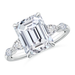 10x7.5mm HSI2 Emerald-Cut Diamond Side Stone Engagement Ring in P950 Platinum