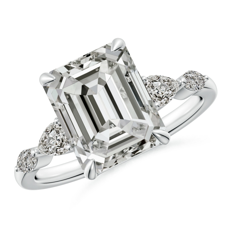 10x7.5mm KI3 Emerald-Cut Diamond Side Stone Engagement Ring in P950 Platinum 