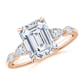 8.5x6.5mm GVS2 Emerald-Cut Diamond Side Stone Engagement Ring in Rose Gold