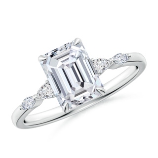 8x6mm HSI2 Emerald-Cut Diamond Side Stone Engagement Ring in P950 Platinum