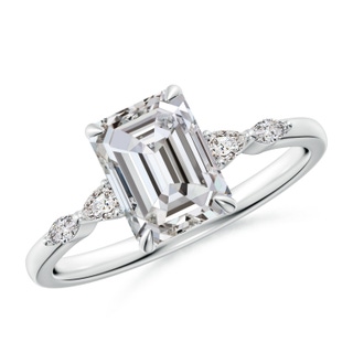 8x6mm IJI1I2 Emerald-Cut Diamond Side Stone Engagement Ring in P950 Platinum