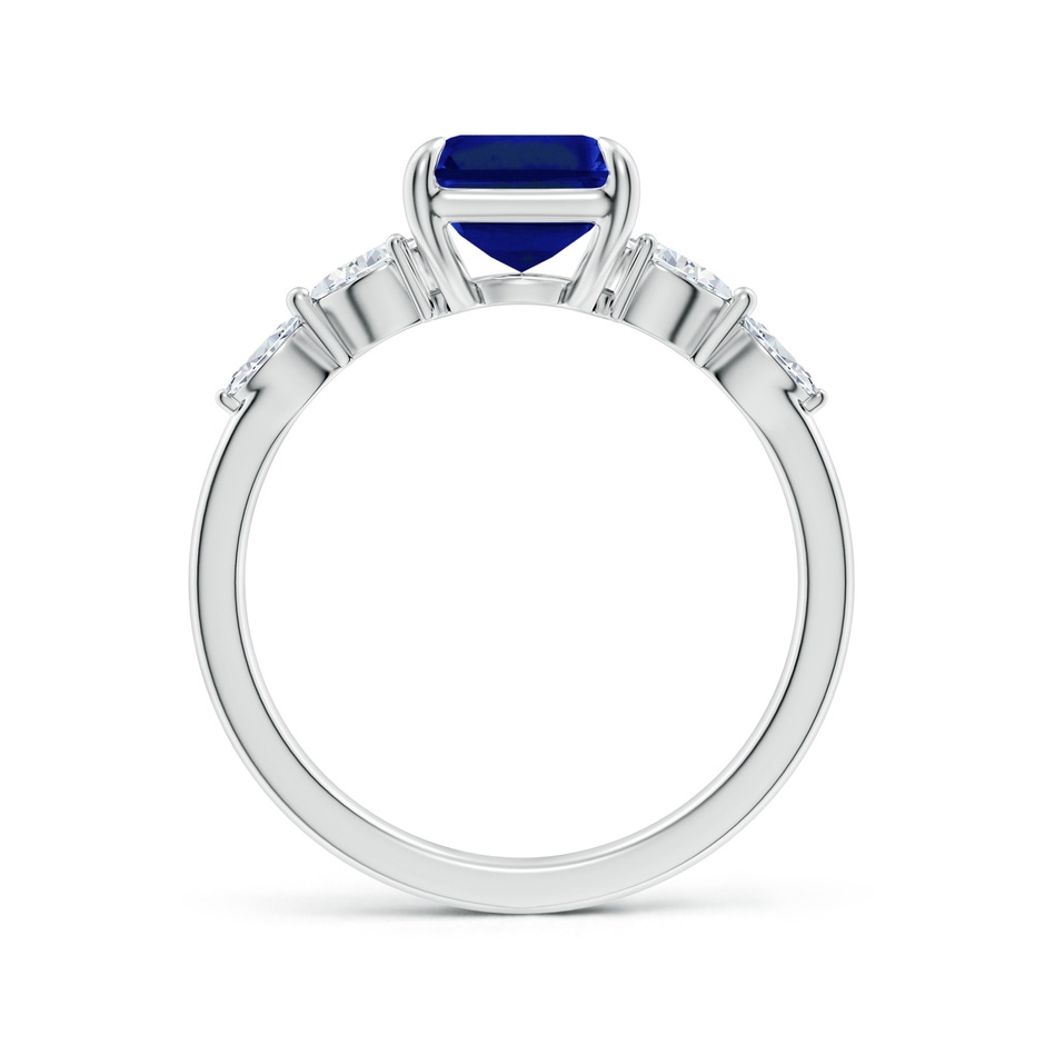 9x7mm Lab-Grown Emerald-Cut Blue Sapphire Side Stone Engagement Ring in White Gold side 199