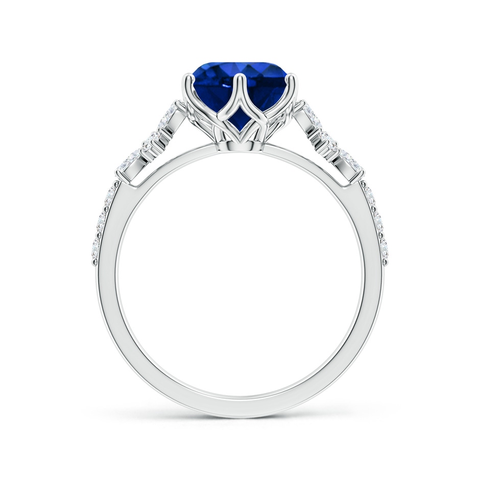 8mm Lab-Grown Round Blue Sapphire Side Stone Engagement Ring with Accents in White Gold side 199