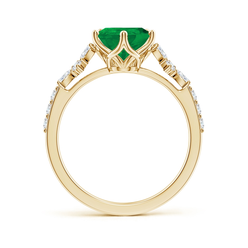 10x8mm AA Pear-Shaped Emerald Side Stone Engagement Ring with Accents in Yellow Gold side 199